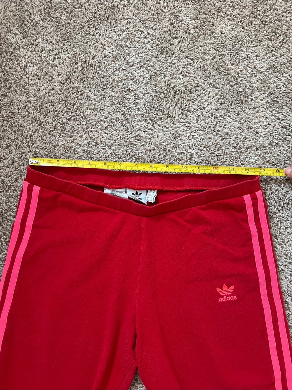 Vintage adidas Red Bike Shorts with Pink Side Stripes - Picture 8 of 10